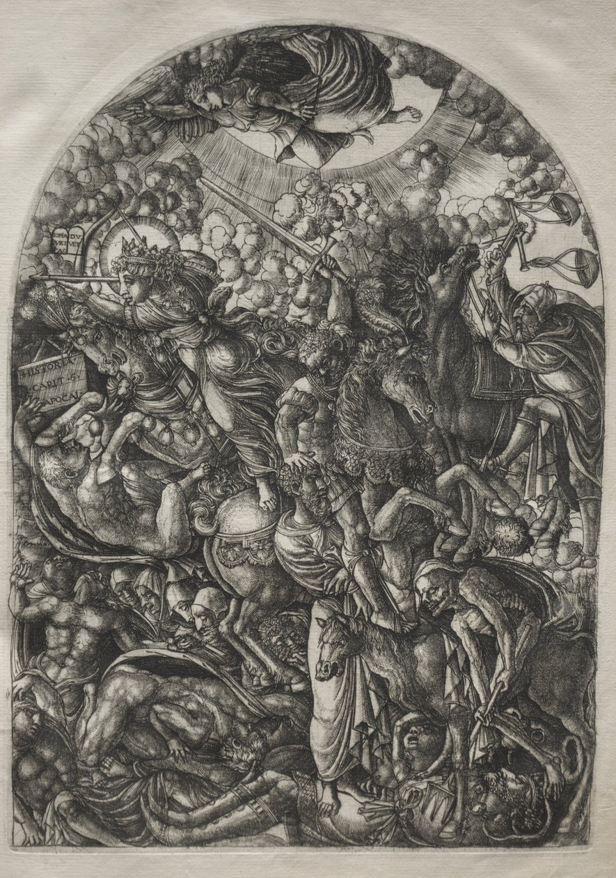 De Apocalyps: St. Jan Ziet de Vier Ruiters, 1546-1556 door Jean Duvet