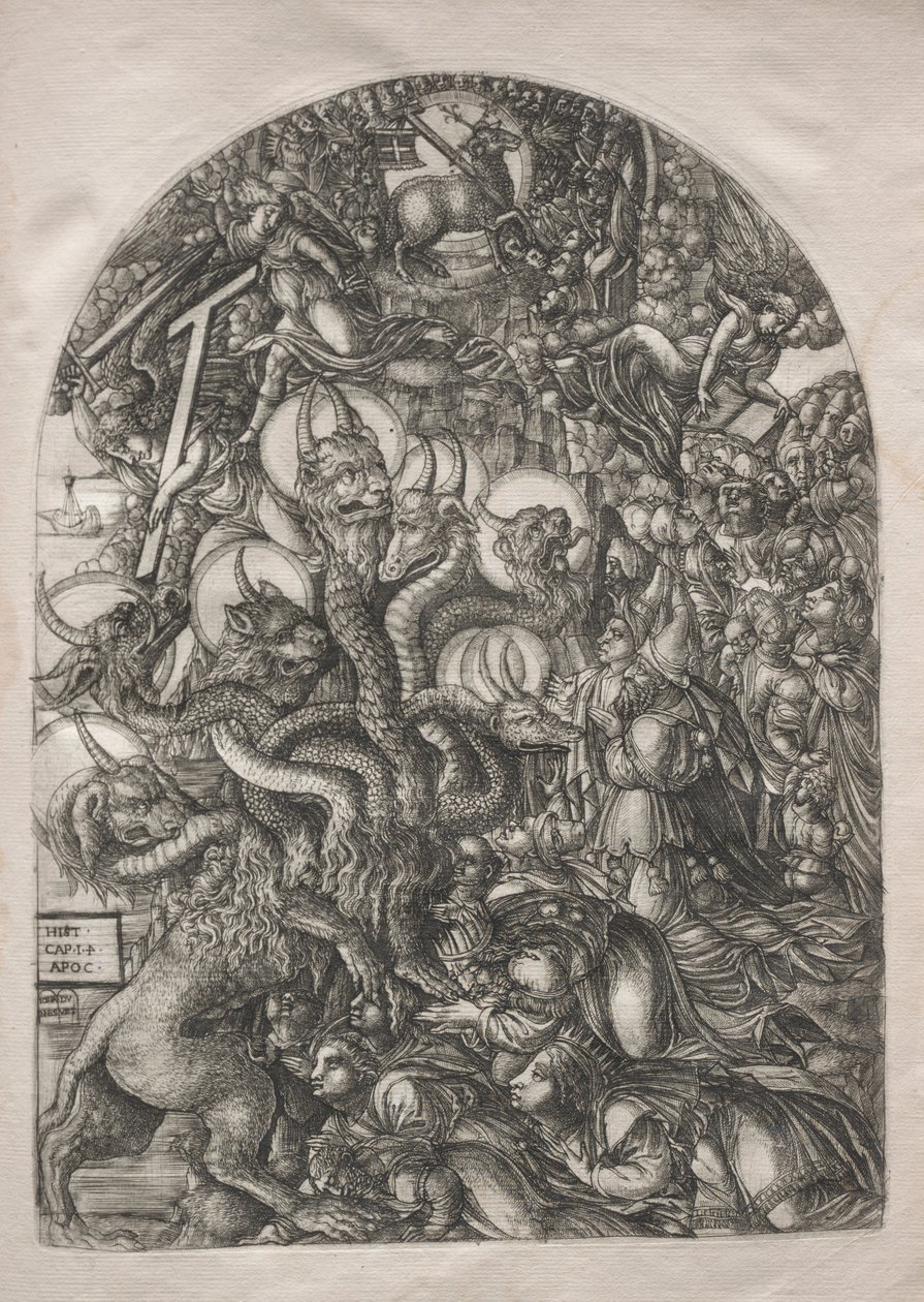 De Apocalyps: Het Beest met Zeven Hoofden en Tien Horens, 1546-1556 door Jean Duvet