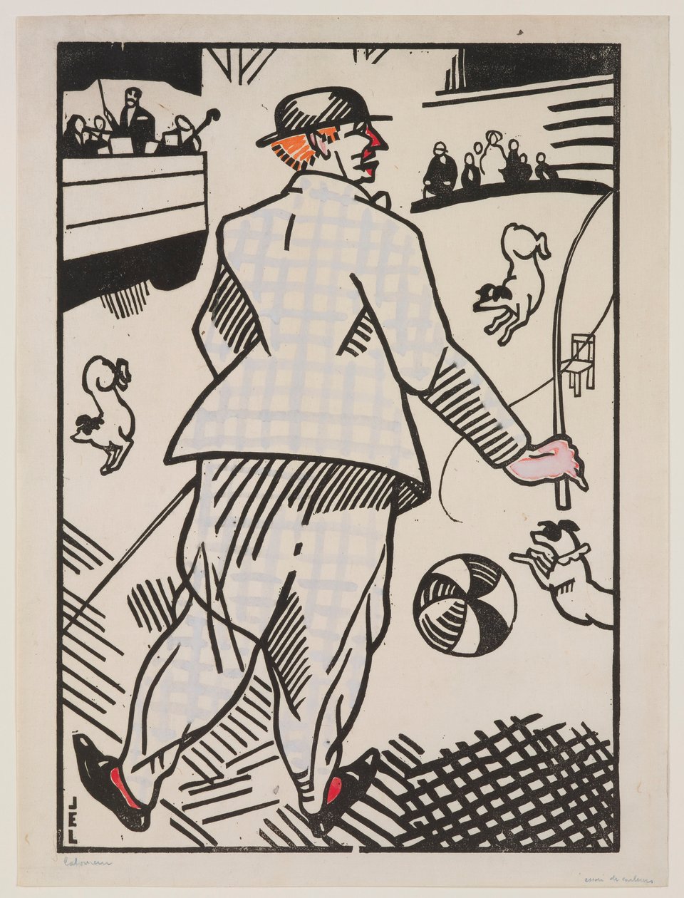 Clown met honden door Jean Emile Laboureur