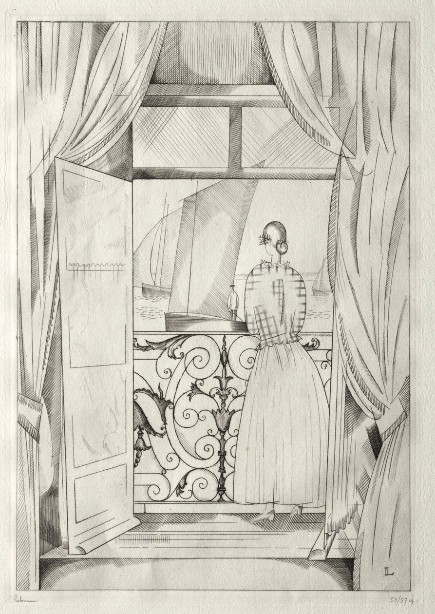 Het balkon over de zee door Jean Emile Laboureur