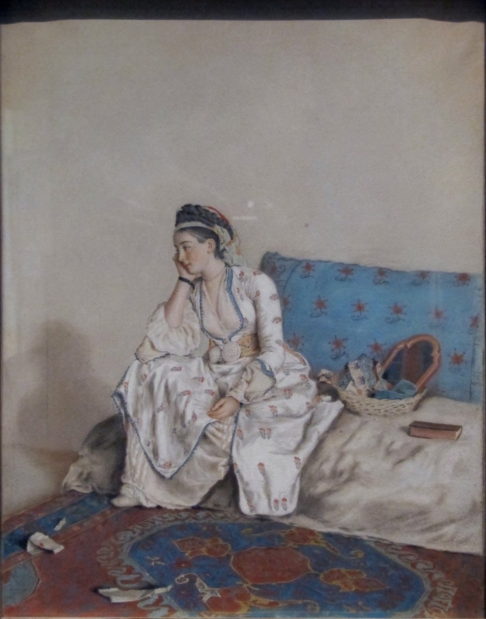 Een peinzende dame op een bank door Jean Étienne Liotard