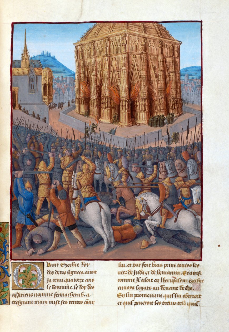 Het beleg van Jeruzalem door Nebukadnezar II. Illustratie in Flavius Josephus 