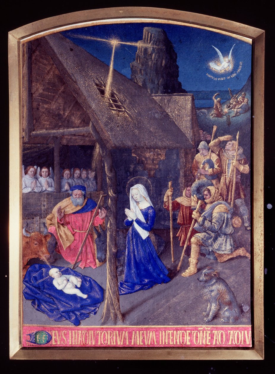 Les Heures de la Madonna: de Geboorte en de Aanbidding van de Herders Miniatuur in “Les Heures d
