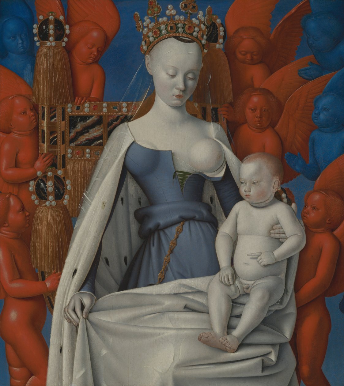 Madonna omringd door serafijnen en cherubijnen, ca. 1450 (olieverf op paneel) door Jean Fouquet