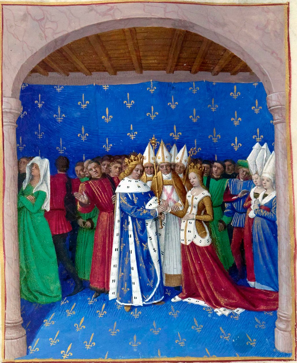 Huwelijk van Karel IV le Bel en Marie de Luxembourg door Jean Fouquet