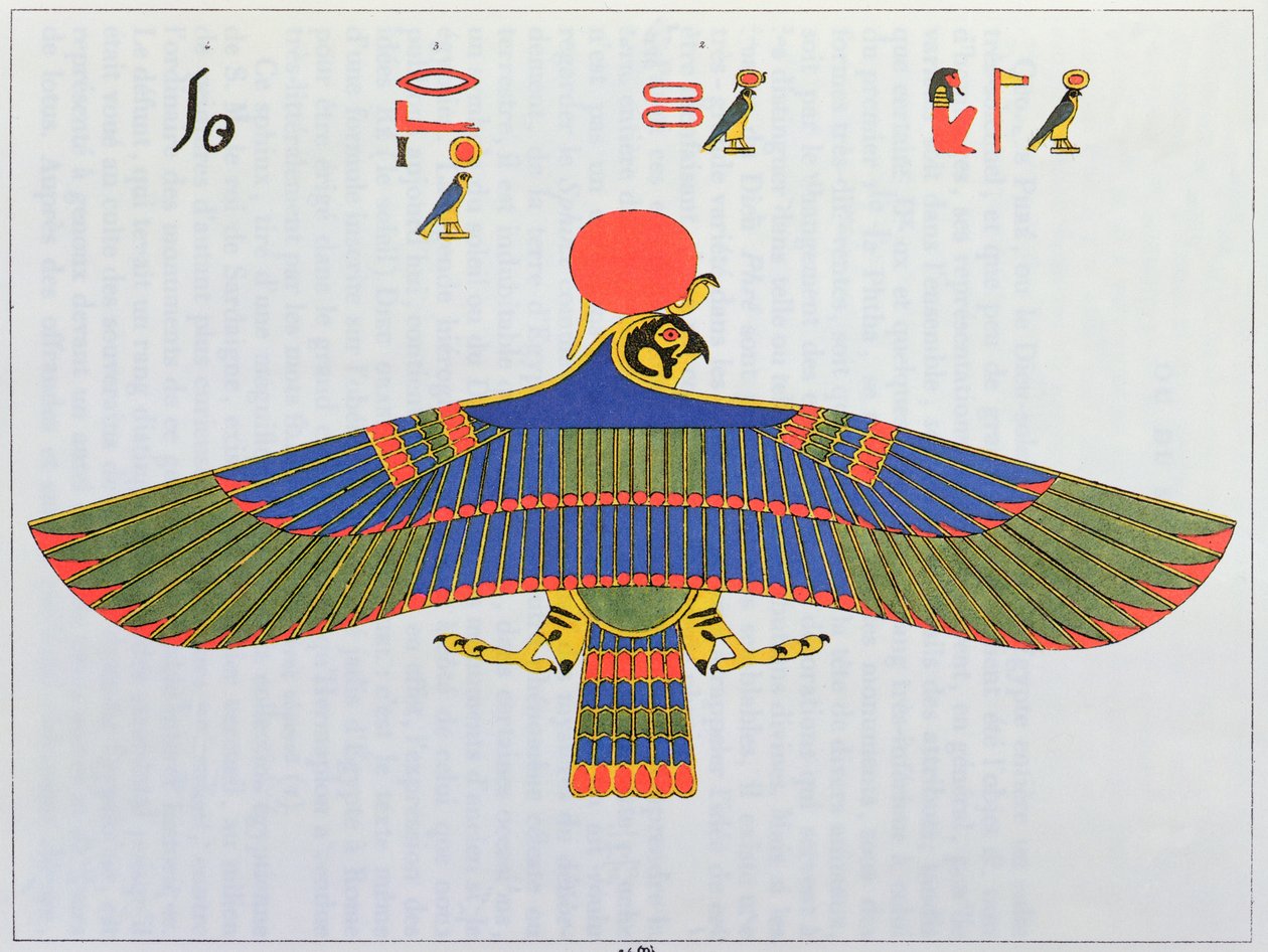 De god Horus voorgesteld in de vorm van een sperwer, 1823 door Jean Francois Champollion
