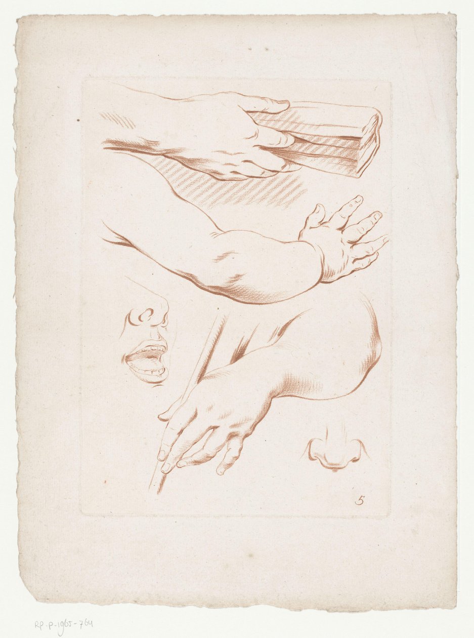 Compositie met armen, neus en deel van een gezicht door Jean Francois Janinet