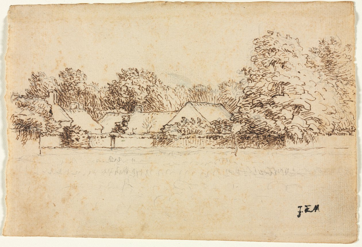 Huisjes, 1870-1871 door Jean Francois Millet