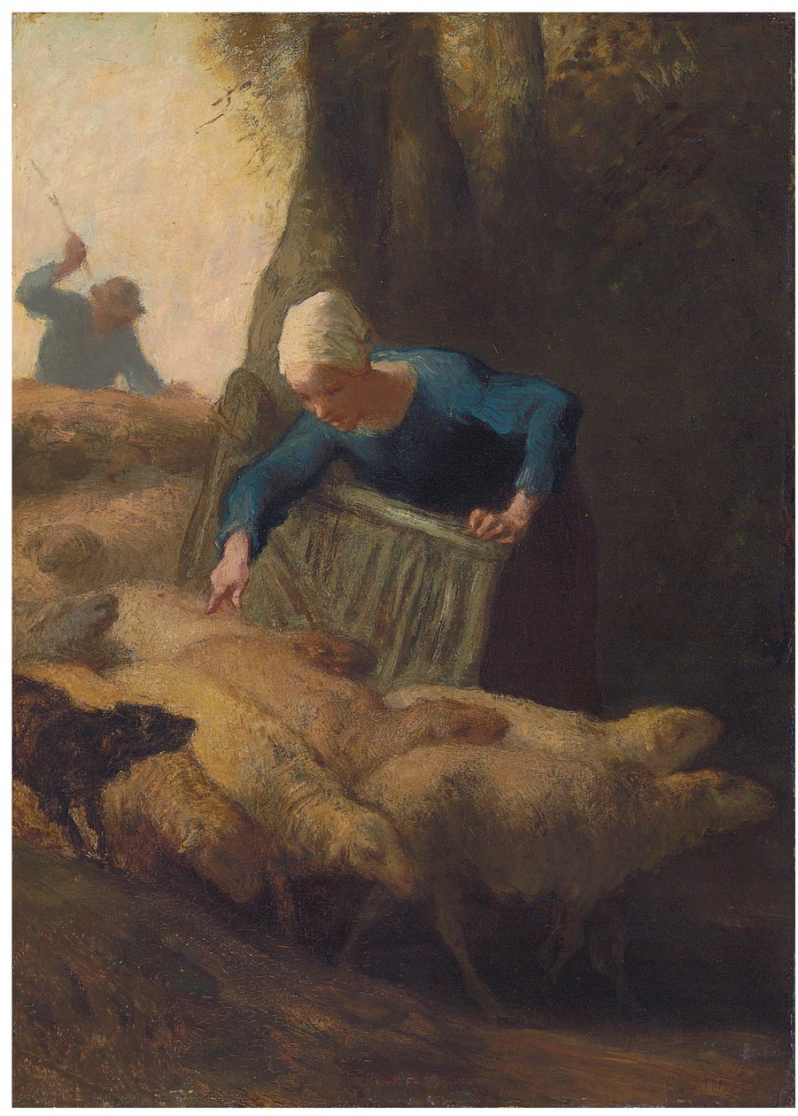 De kudde tellen, 1847-49 door Jean Francois Millet