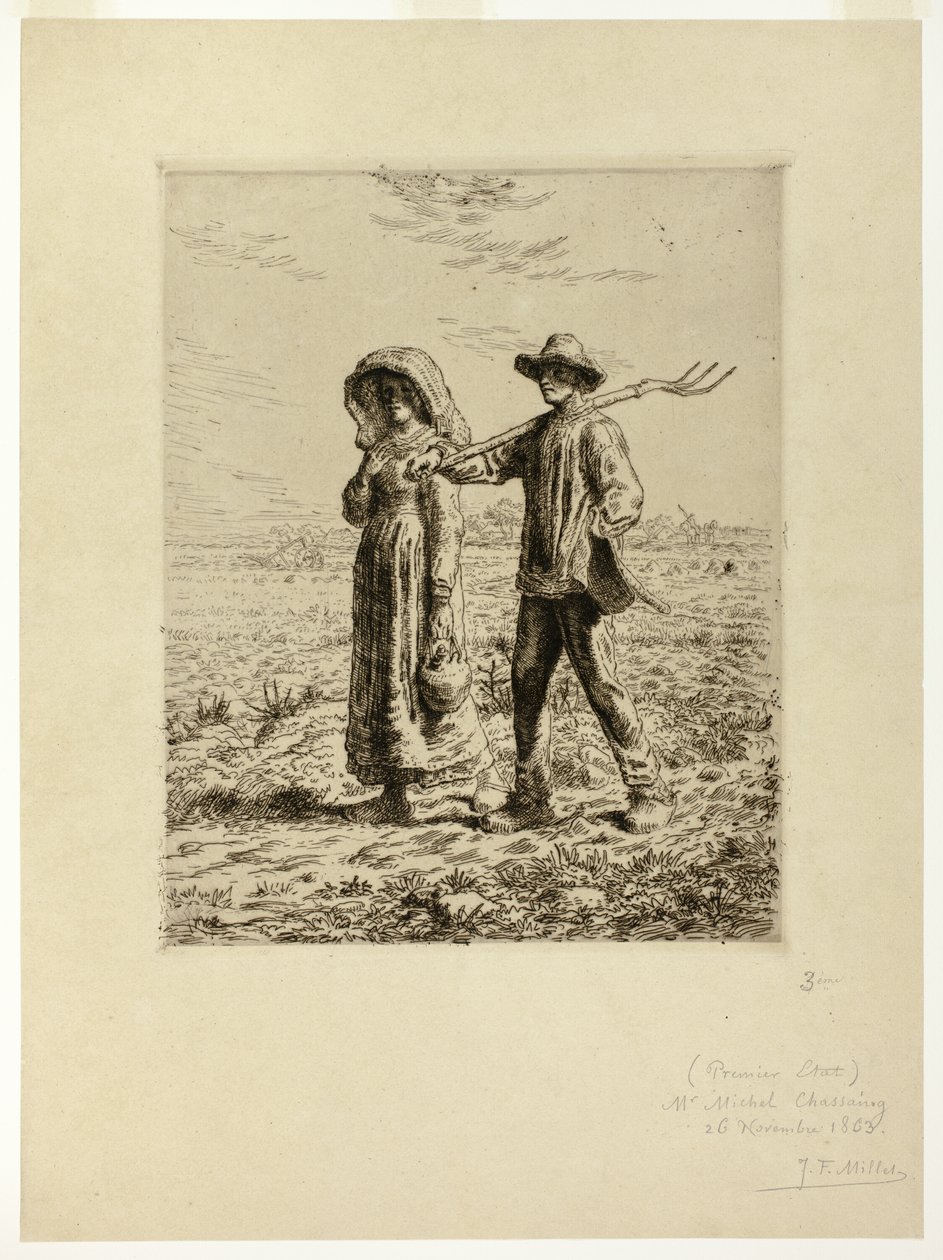Boeren op weg naar werk door Jean Francois Millet