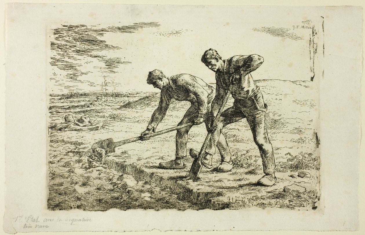 Twee Mannen aan het Graven door Jean Francois Millet