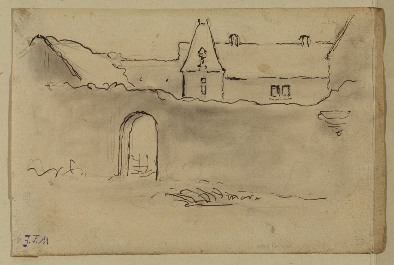 Uitzicht op een kasteel door Jean Francois Millet