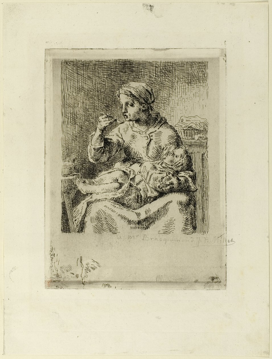 Vrouw die haar kind voedt door Jean Francois Millet