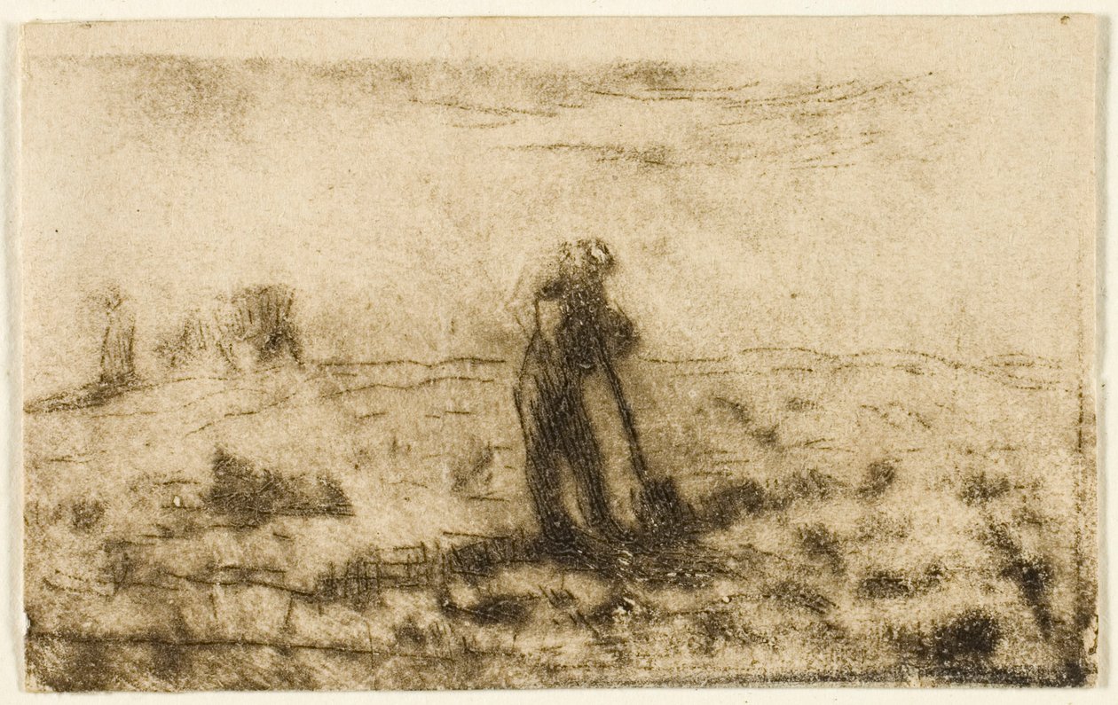 Vrouw die Kleren Ophangt door Jean-Francois Millet