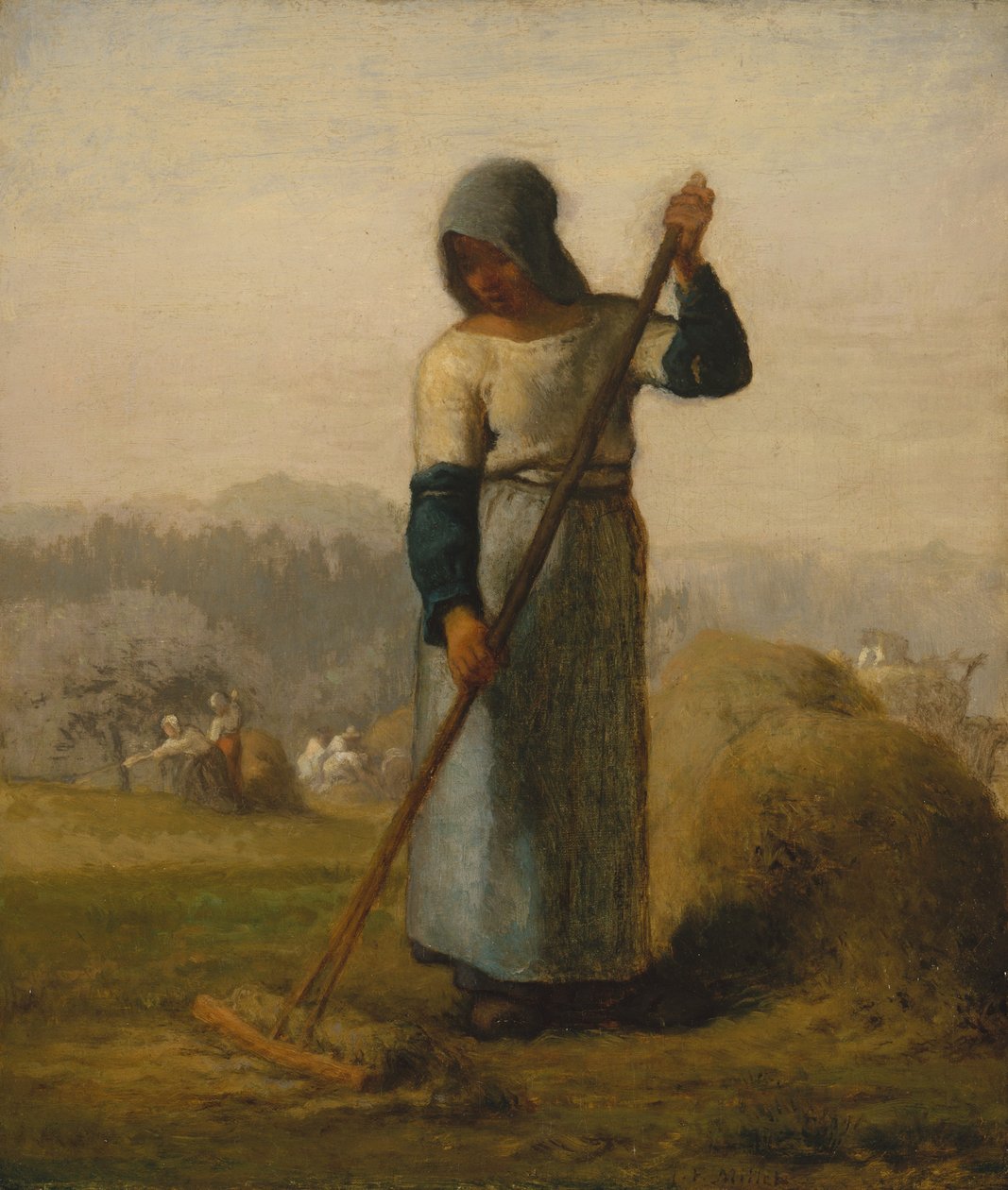 Vrouw met een hark door Jean-Francois Millet