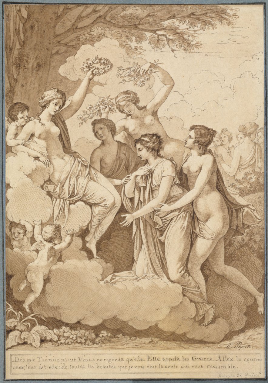 Venus en de Gratiën Kronen Thémire door Jean François Pierre Peyron