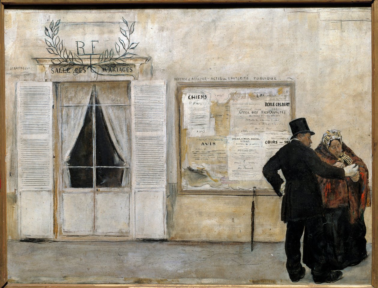 De gasten wachten op de bruiloft door Jean Francois Raffaelli
