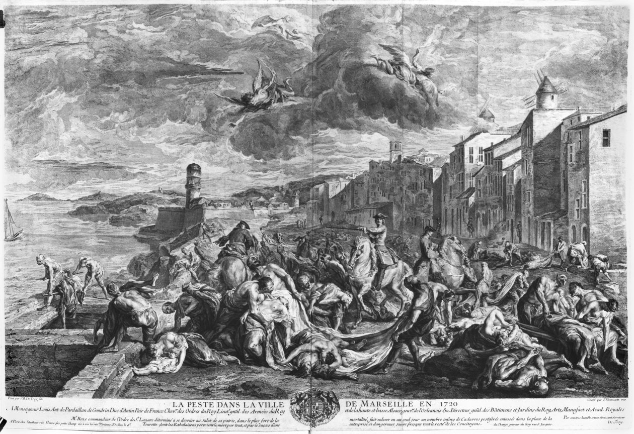 De pest van 1720 in Marseille, gegraveerd door Simon Thomassin door Jean Francois de (after) Troy