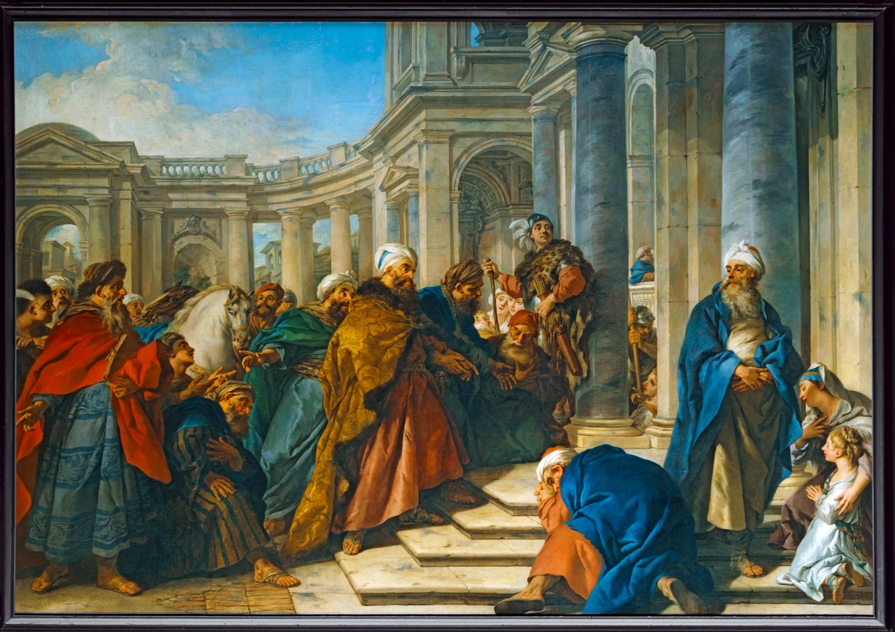 Le Dedain de Mardochee envers Aman - The disdain of Mordecai towards Haman ... door Jean François de Troy