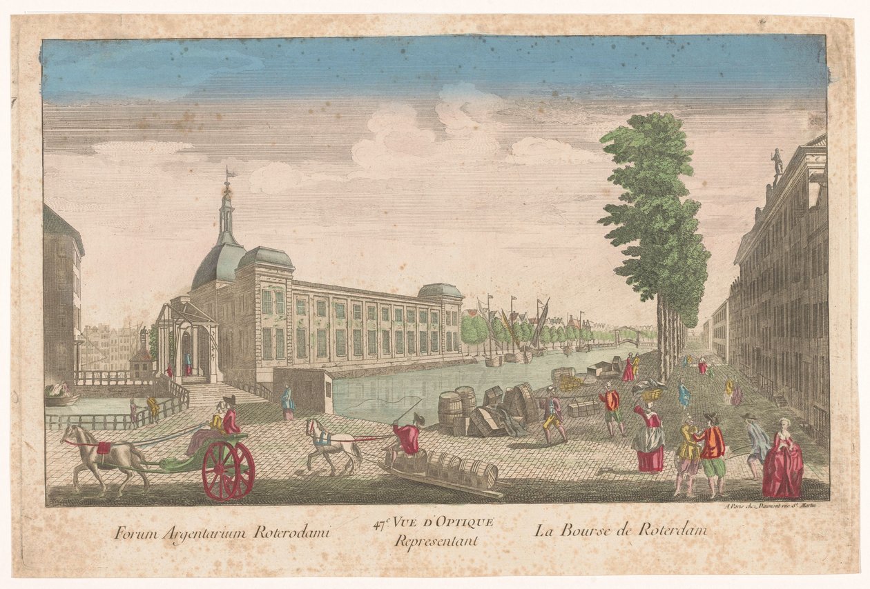 Gezicht op de Beurs te Rotterdam door Jean François Daumont