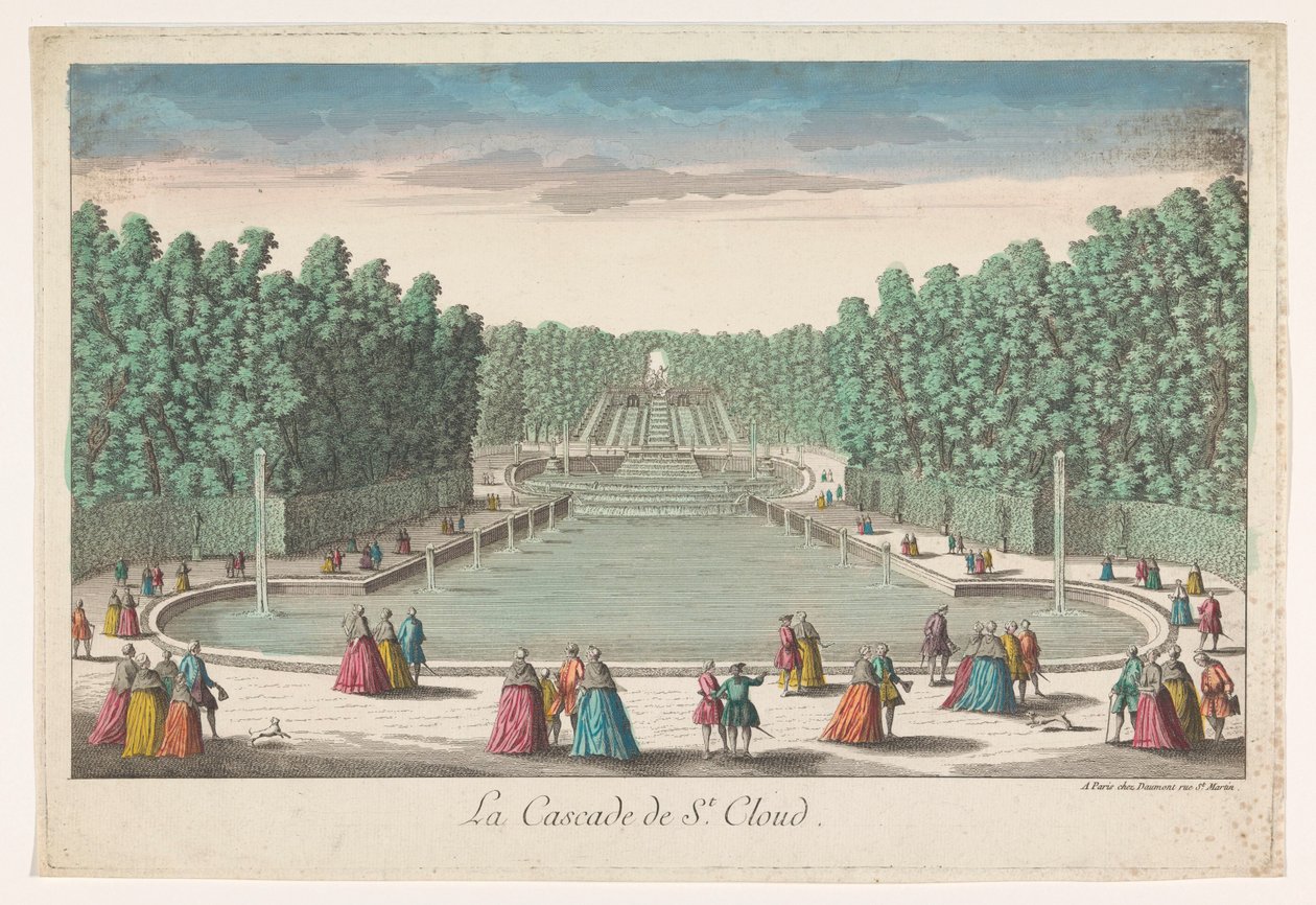 Gezicht op de Cascades van de Tuin van het Château de Saint-Cloud door Jean François Daumont