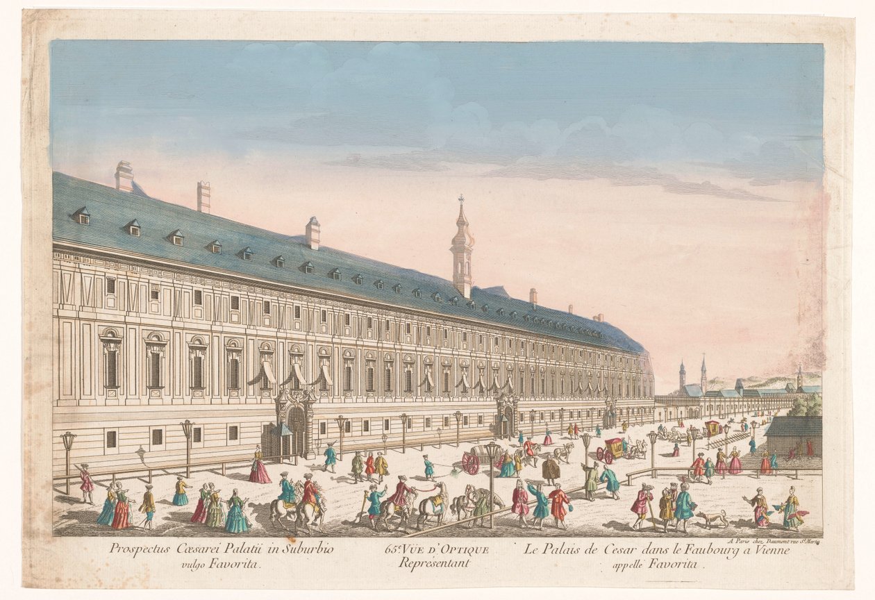Gezicht op een keizerlijk paleis in een buitenwijk te Wenen door Jean François Daumont