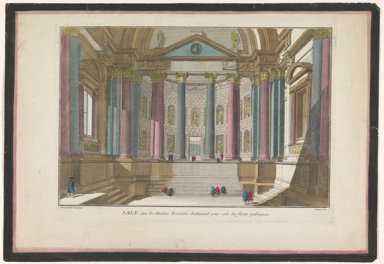Gezicht op het interieur van een Romeins bouwwerk door Jean François Daumont