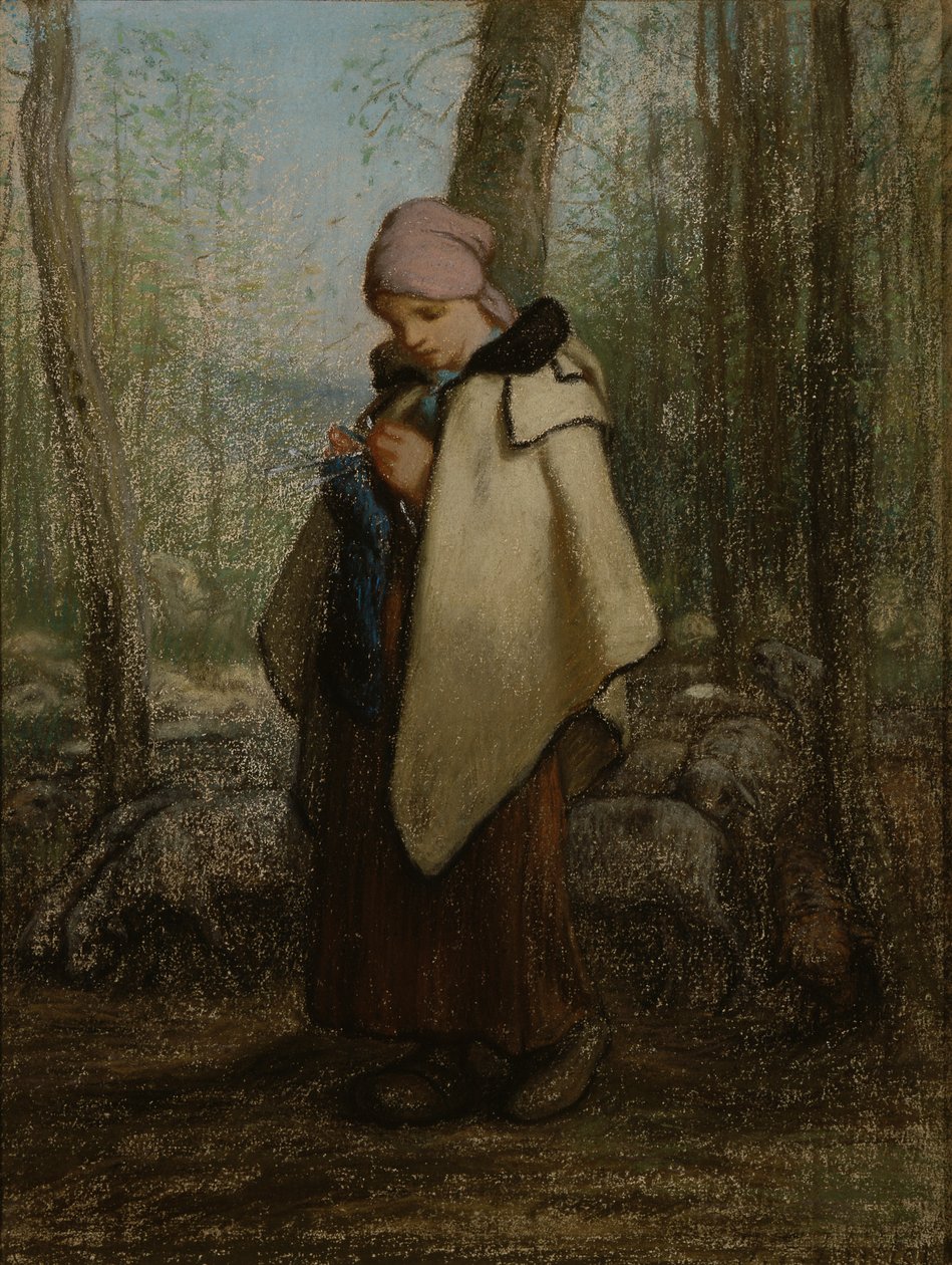 De breiende herderin door Jean Francois Millet