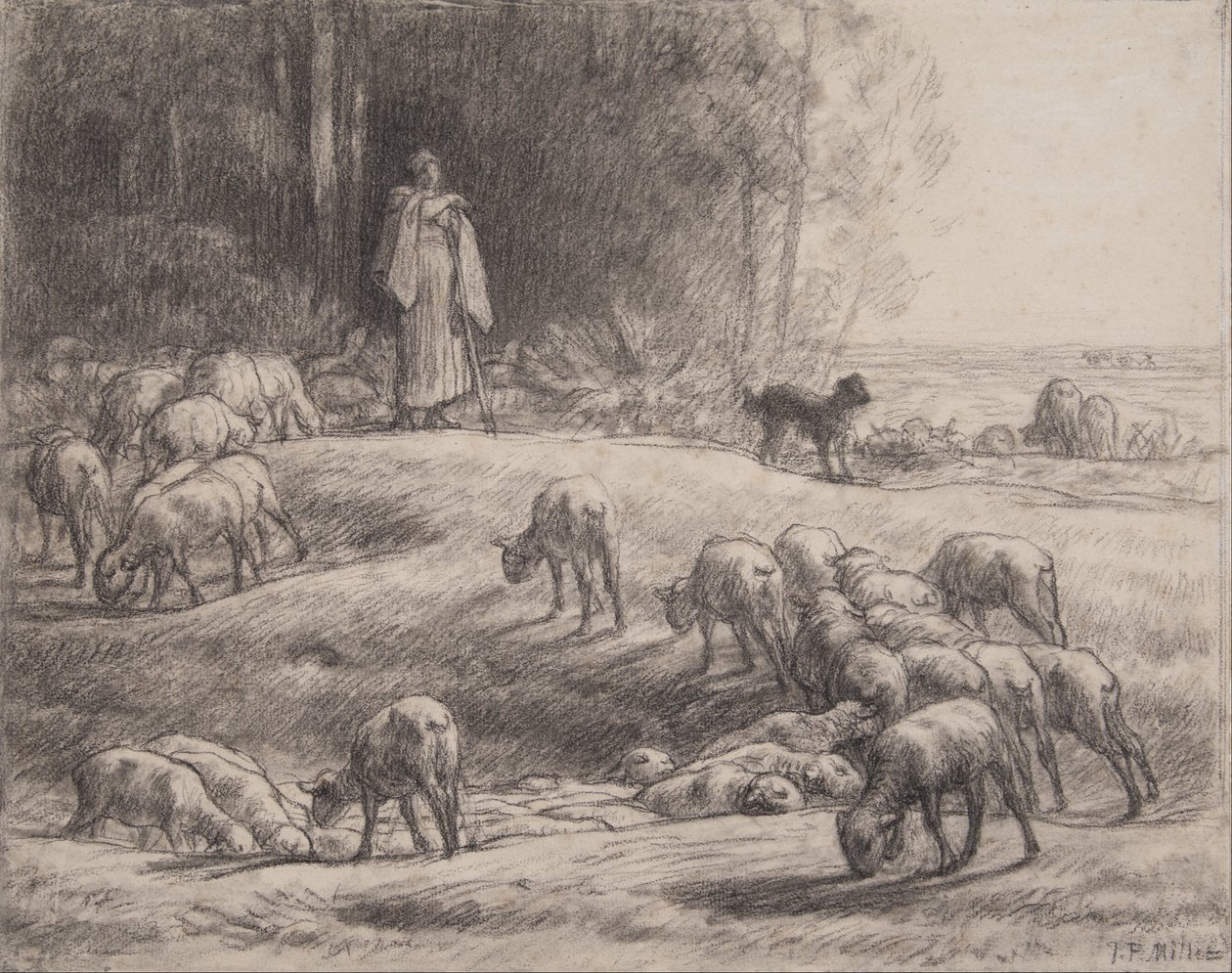 De herderin door Jean Francois Millet