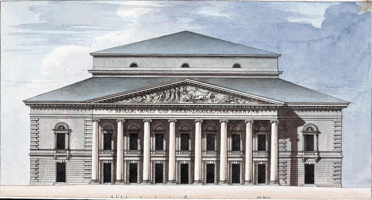 Gevel van het Sint-Petersburgse Keizerlijke Bolshoi Kamenny Theater door Jean François Thomas de Thomon