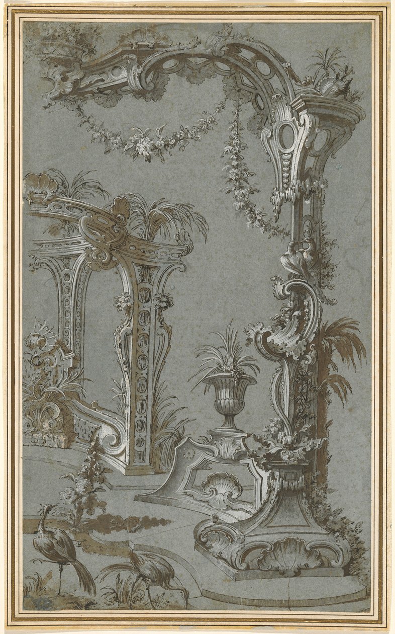 Een Rococo Tuin Trellis en Prieel door Jean François de Cuvilliés I