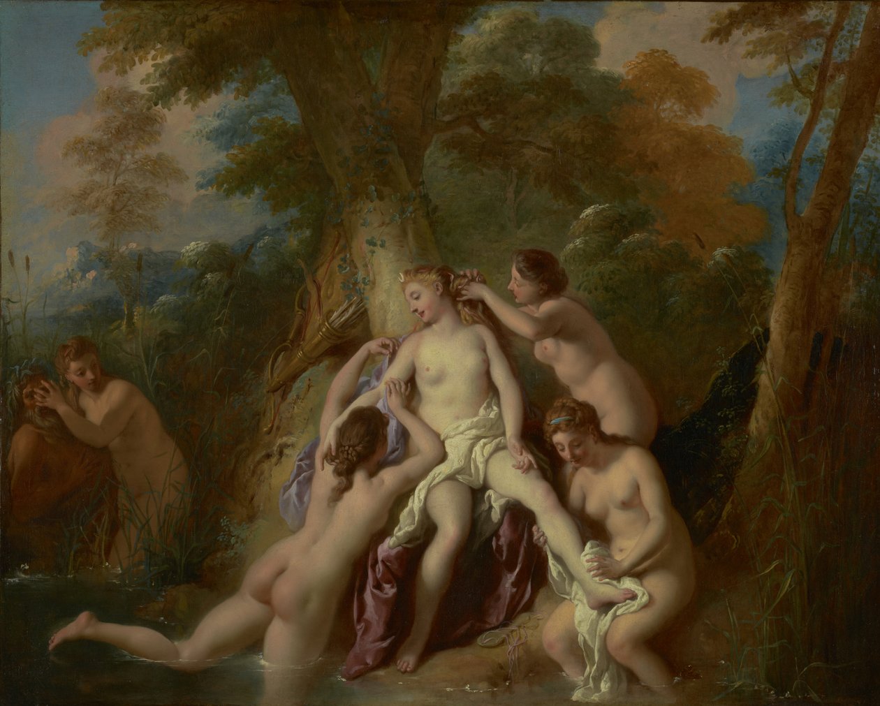 Diana en Haar Nimfen Baden, 1722-4 door Jean François de Troy