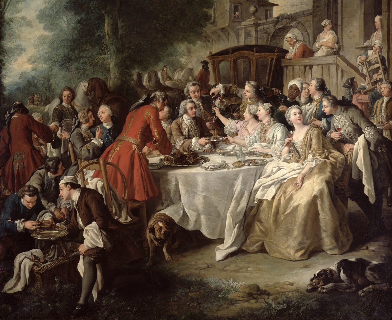 De Jachtlunch, detail van de eters, 1737 door Jean François de Troy