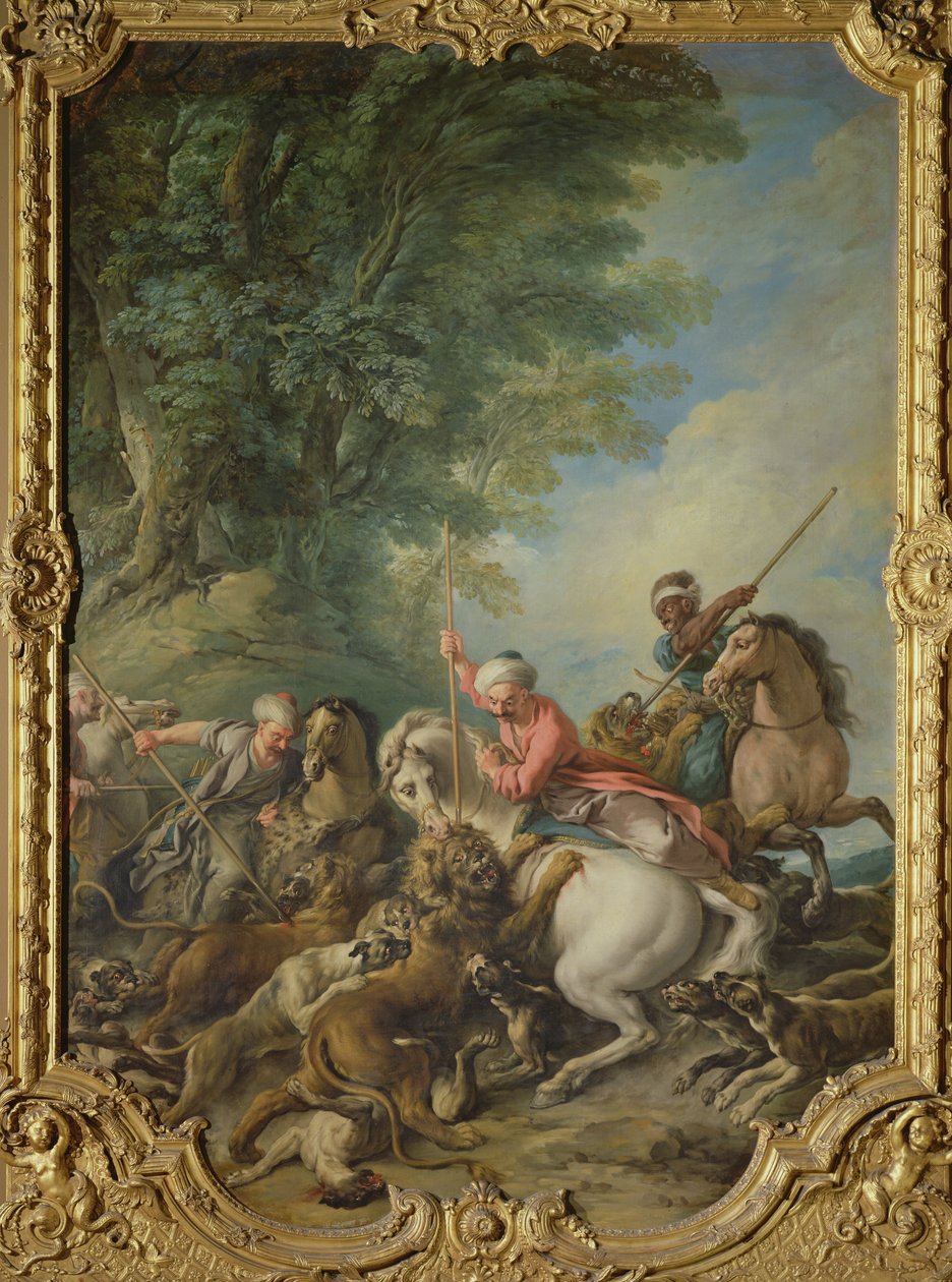 Turken Jagen op Leeuwen door Jean François de Troy