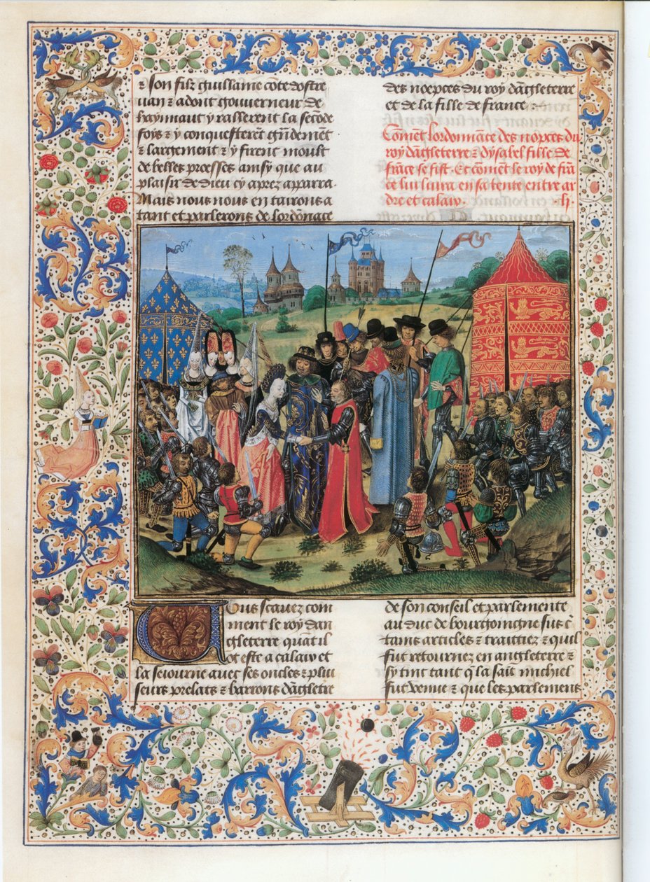 De Franse koning Karel VI schenkt zijn dochter Isabelle aan zijn Engelse neef Richard II ... door Jean Froissart