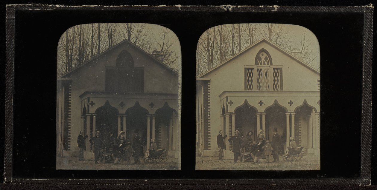 Groepsportret van Acht Leden van de Kring van Eynard-Lullin, voor Huis (Grandfleur d