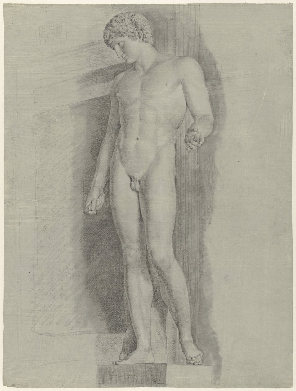 Studie naar het standbeeld genaamd de Albani Antinous door Jean Grandjean