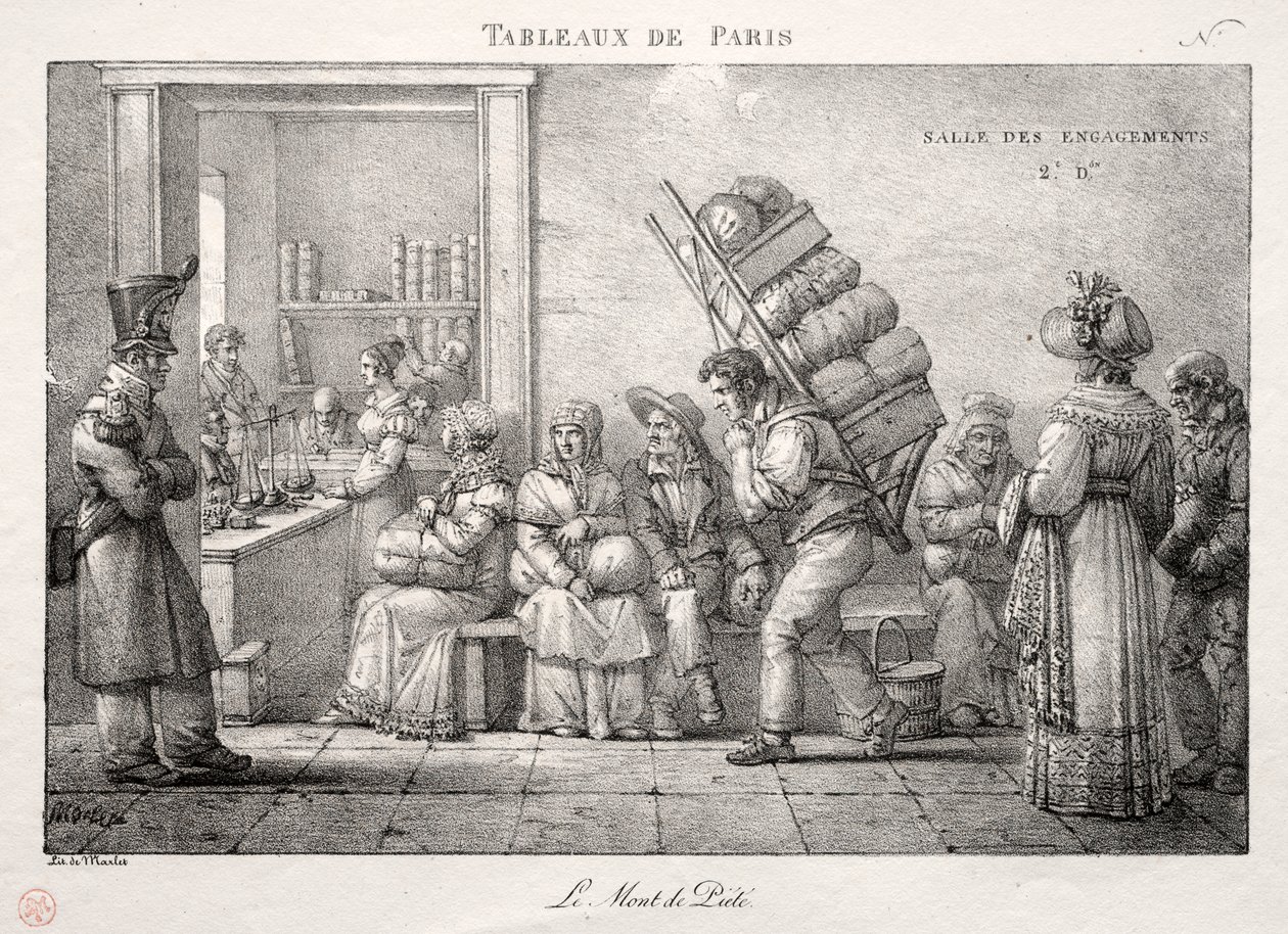 Scènes van Parijs: Het Pandjeshuis door Jean Henri Marlet