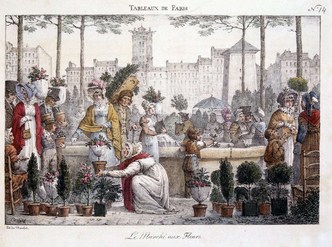 De bloemenmarkt door Jean Henri Marlet