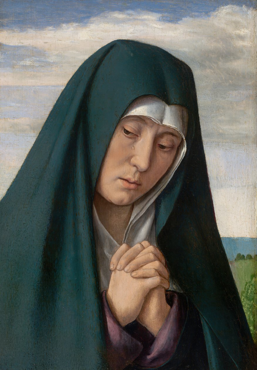 Fragment van Christus die het Kruis Draagt: Rouwende Maagd door Jean Hey