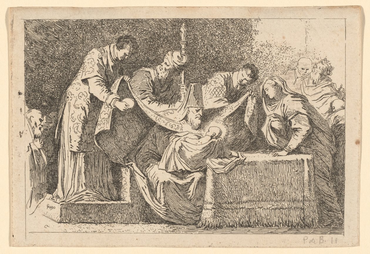 De besnijdenis door Jean Honoré Fragonard after Jacopo Tintoretto