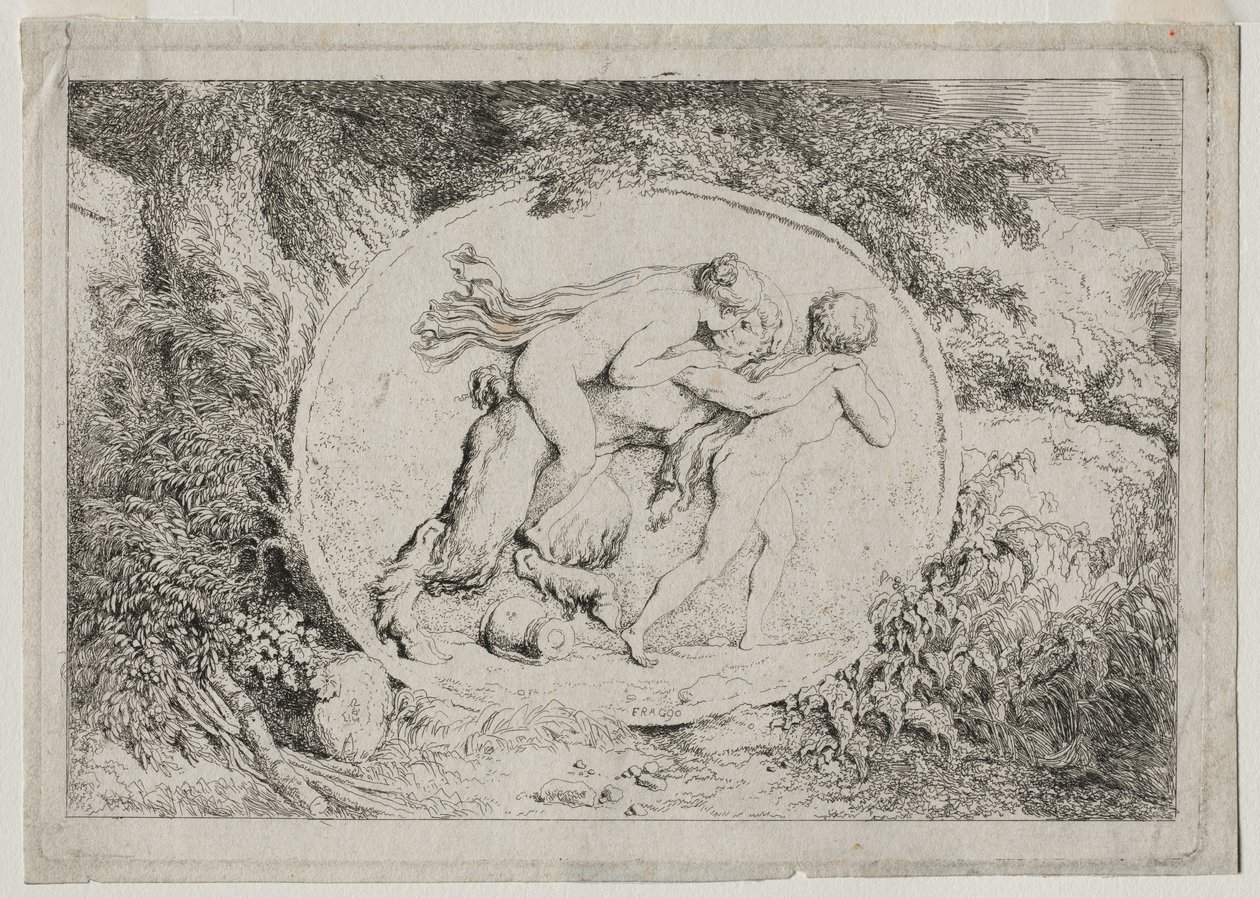 Bacchanalen: Nimf op een sater, 1763 door Jean Honore Fragonard