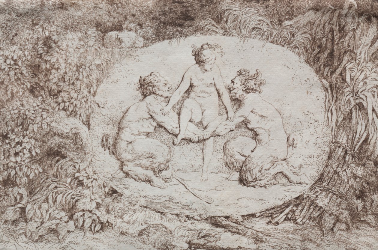 Bacchanalen: Nimf ondersteund door twee saters, 1763 door Jean Honore Fragonard