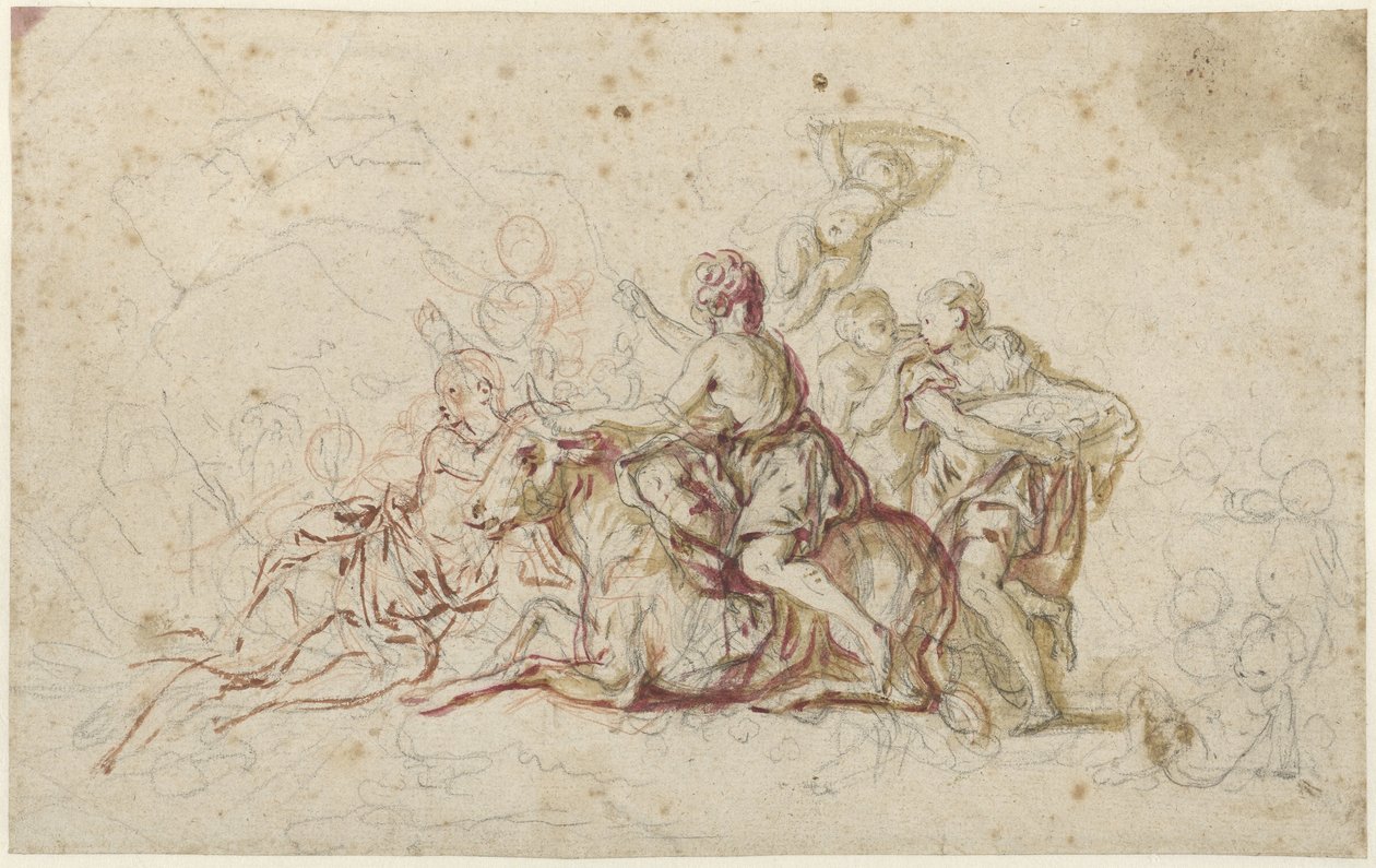 Europa ontvoerd door Jupiter in de gedaante van een stier door Jean Honore Fragonard
