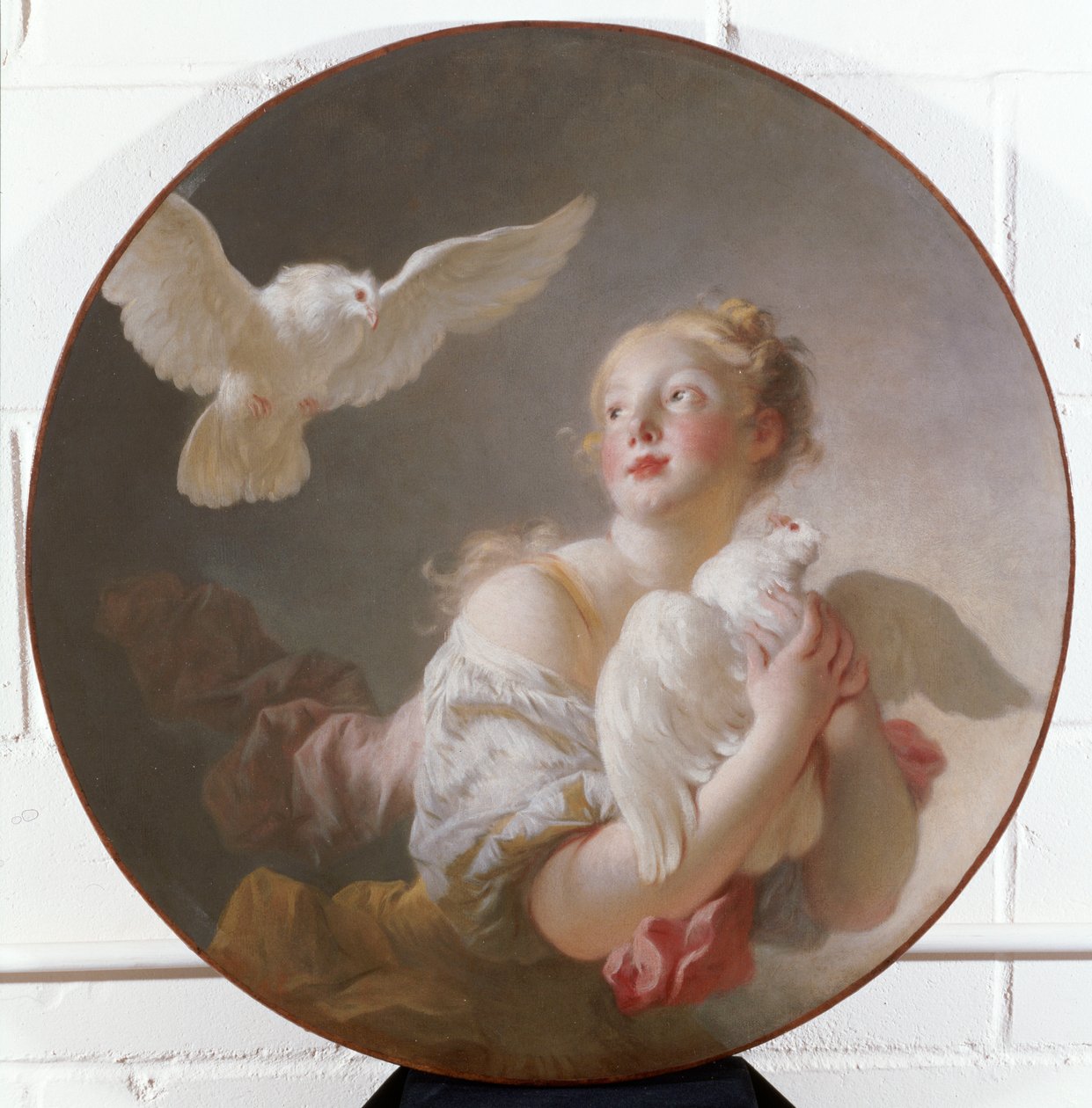 Meisje met een Duif door Jean-Honore Fragonard