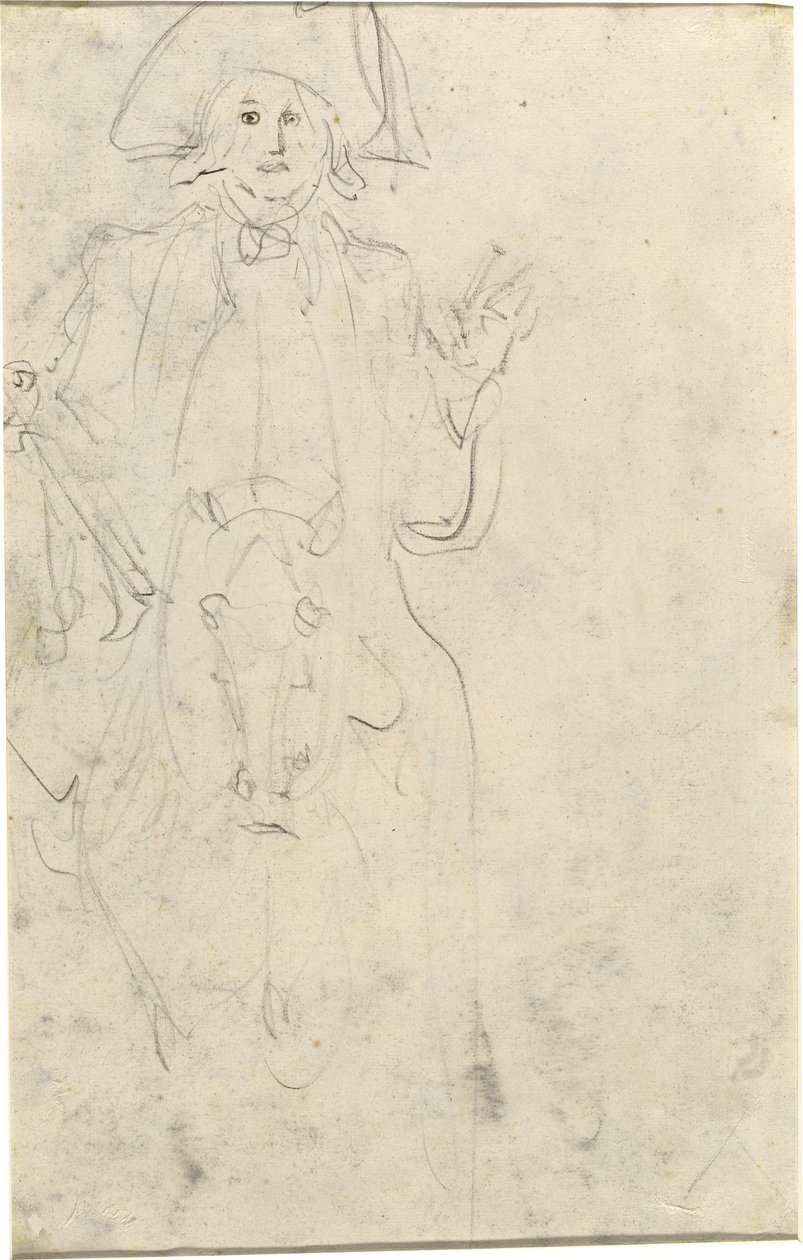 Man op een paard [verso] door Jean Honore Fragonard
