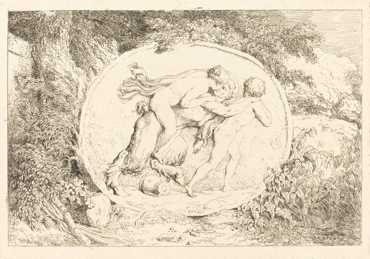 Nimf Rijdend op een Sater door Jean Honore Fragonard