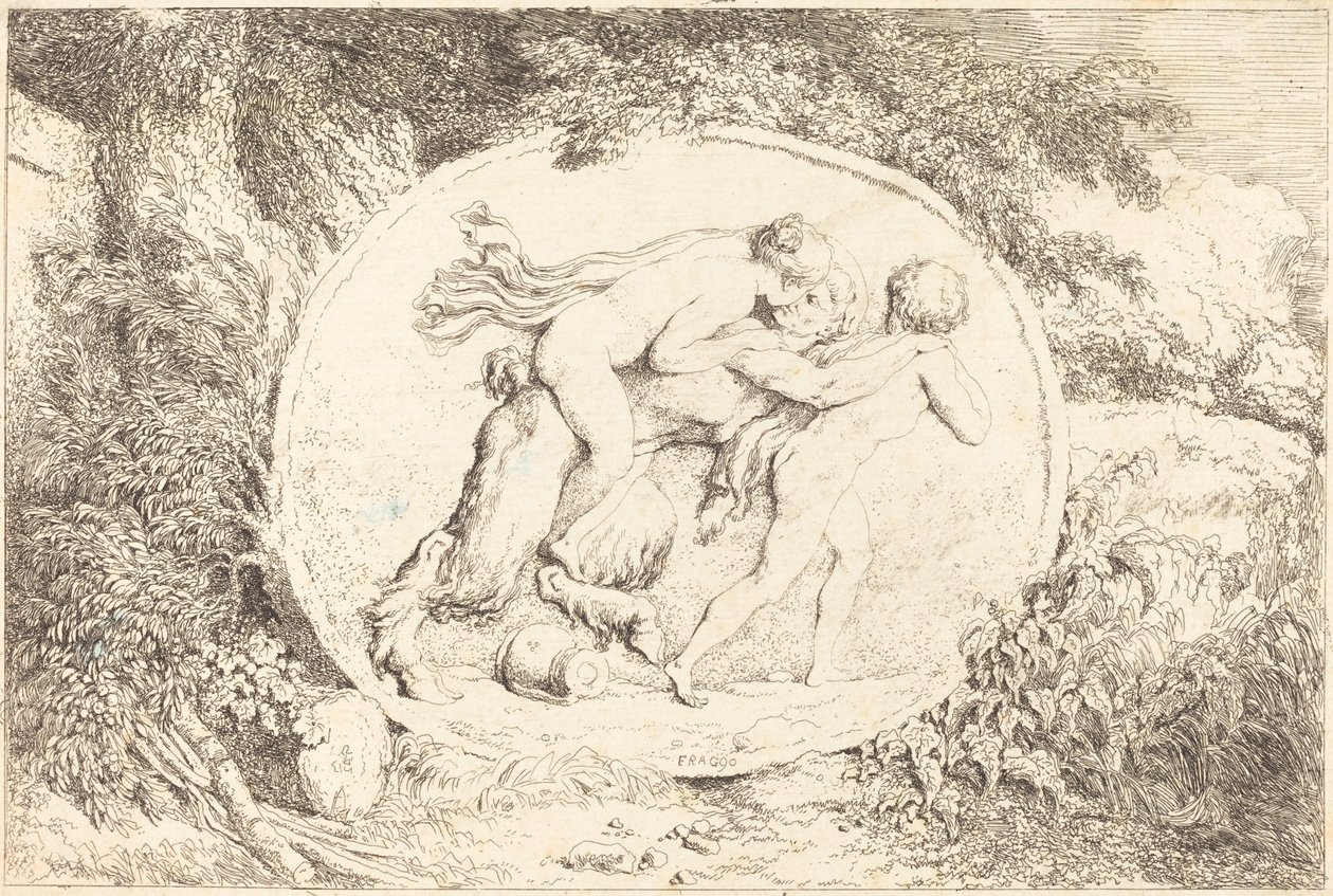 Nimf Rijdend op een Sater door Jean-Honore Fragonard