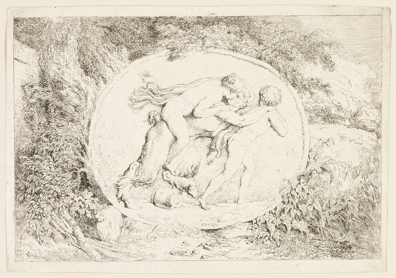 Nimf op de rug van een sater, uit Bacchanales, of Satyrs