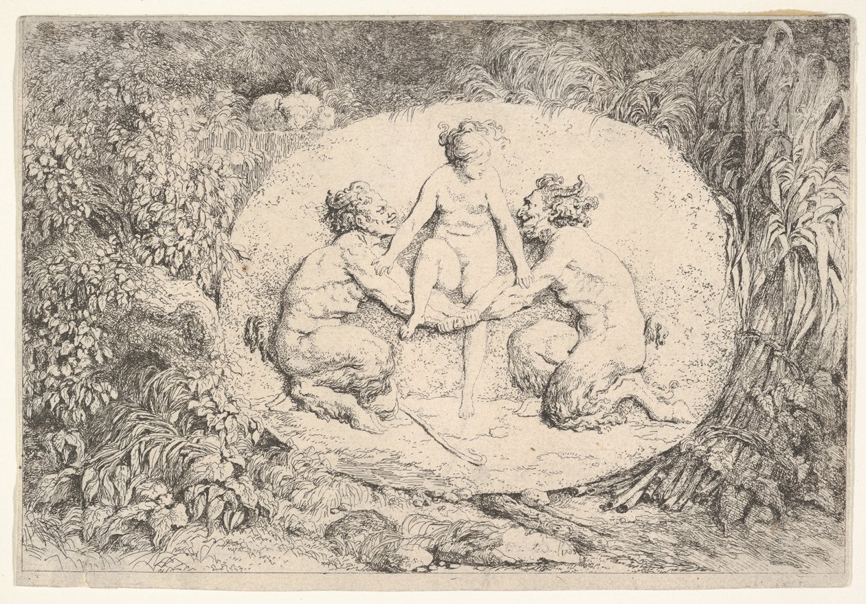 Nimf ondersteund door twee saters, 1763 door Jean Honore Fragonard